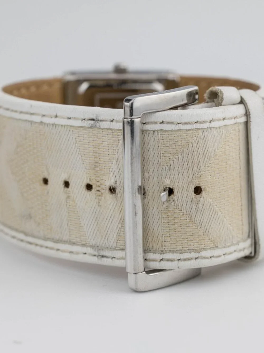 Michael Kors MK-2095 Rectangular Watch Women's Wide White Leather  New Battery